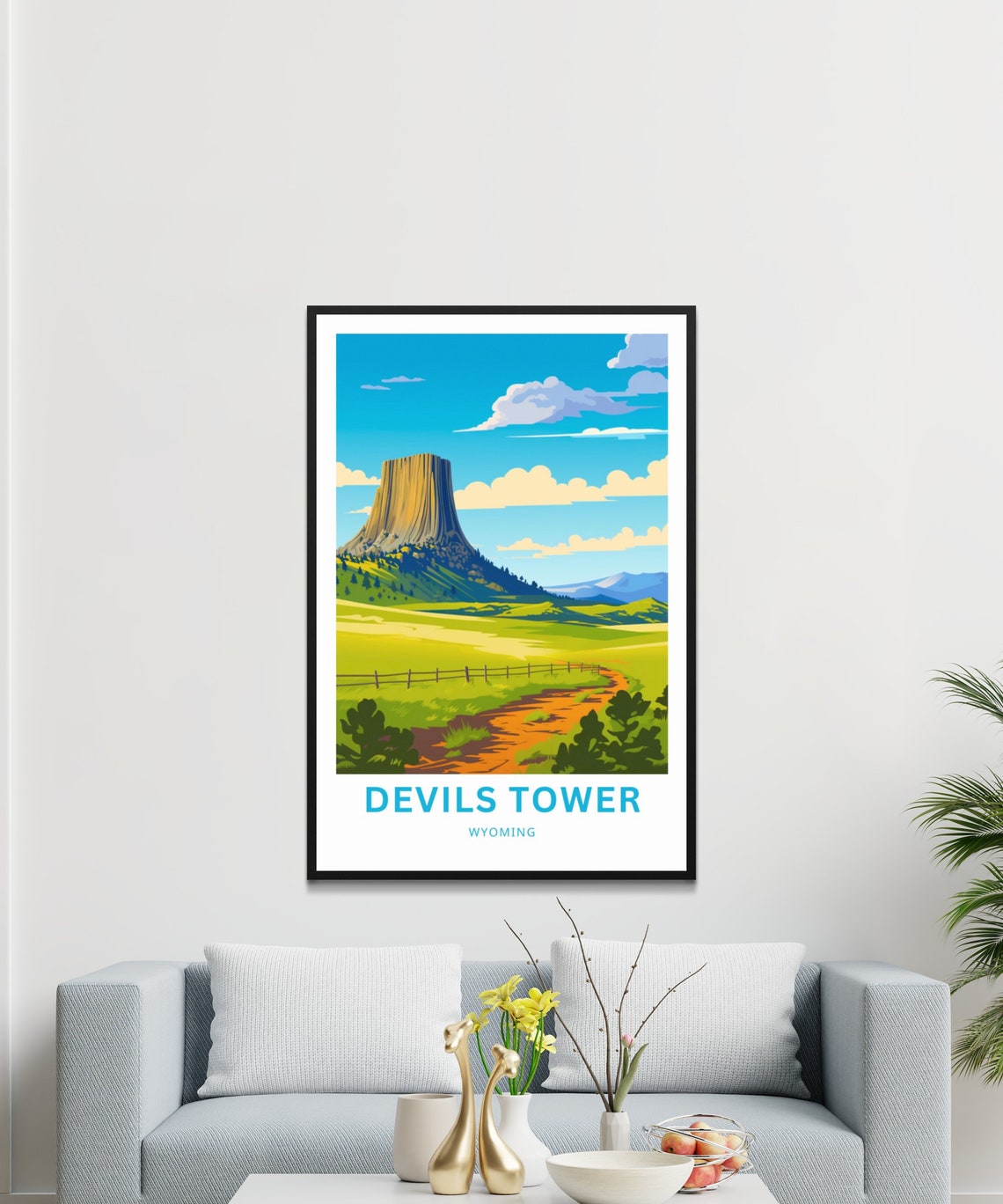 Personalized Devils Tower Wyoming Monument Prairie Custom Poster - Image 3