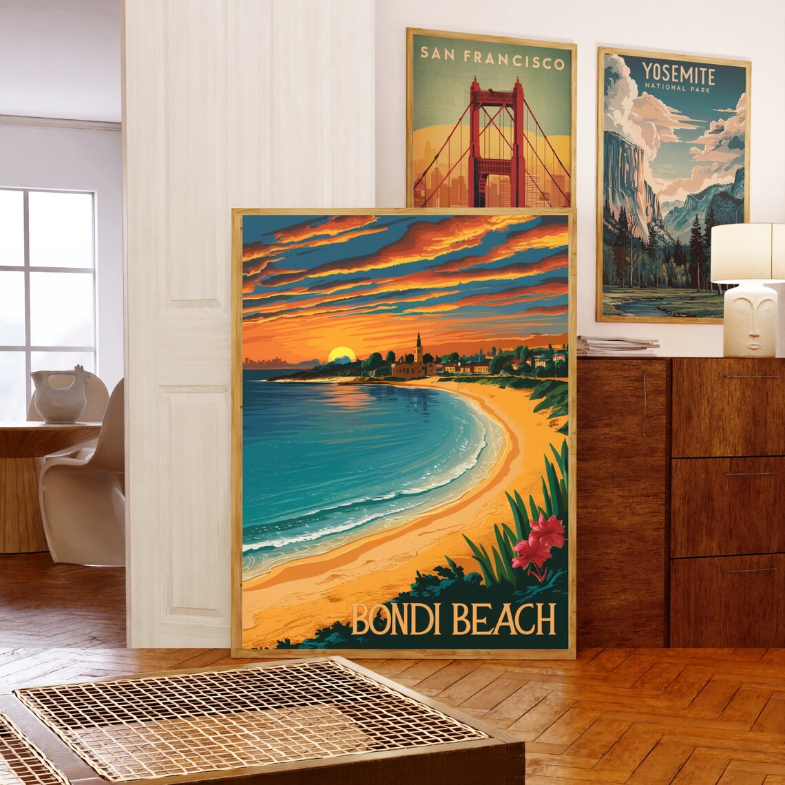 Bondi Beach Sydney Australia Sunset Waves Vintage Travel Poster - Image 5