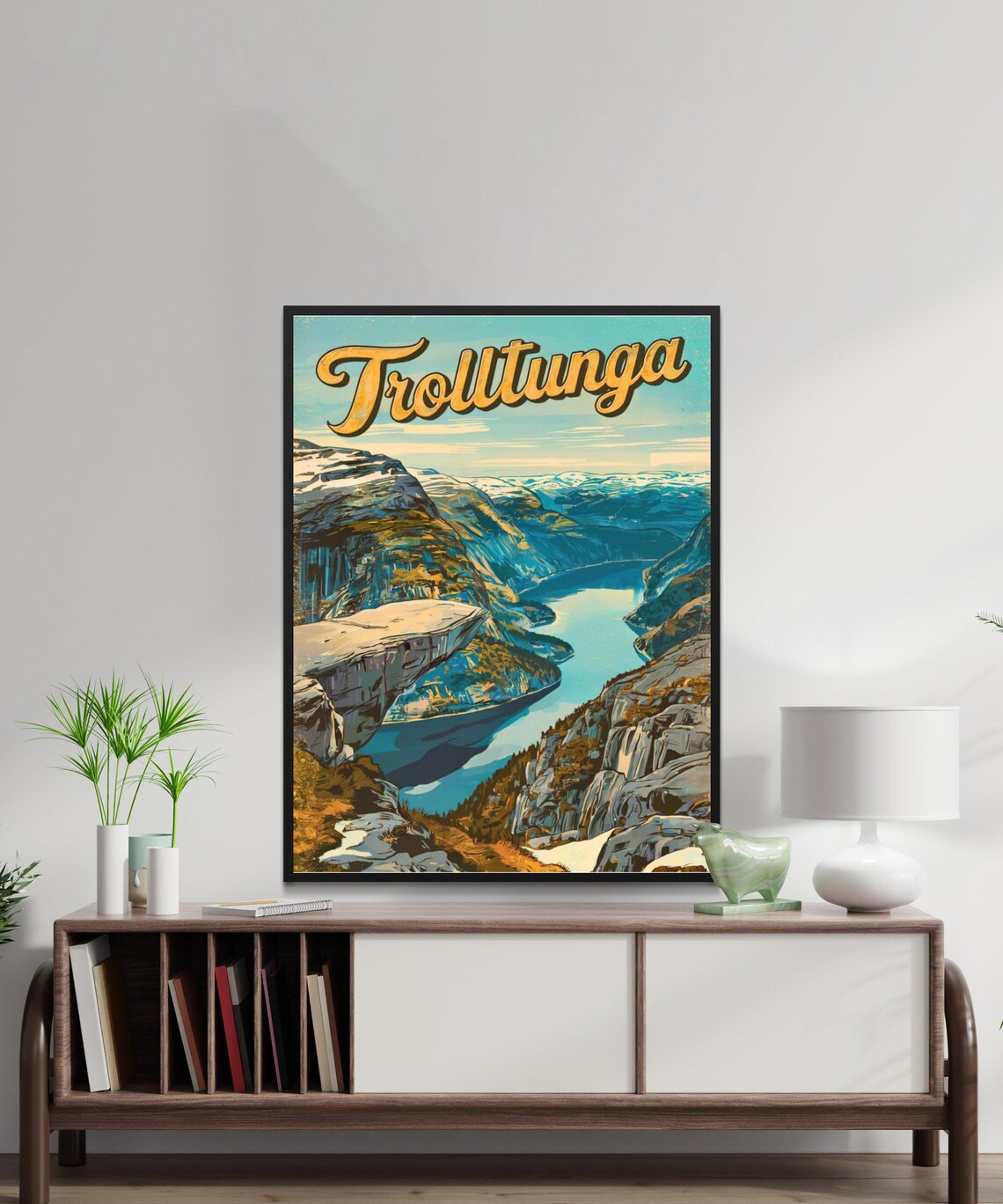 Trolltunga Norway Golden Hour Fjord Ledge Mountain Travel Poster - Image 2