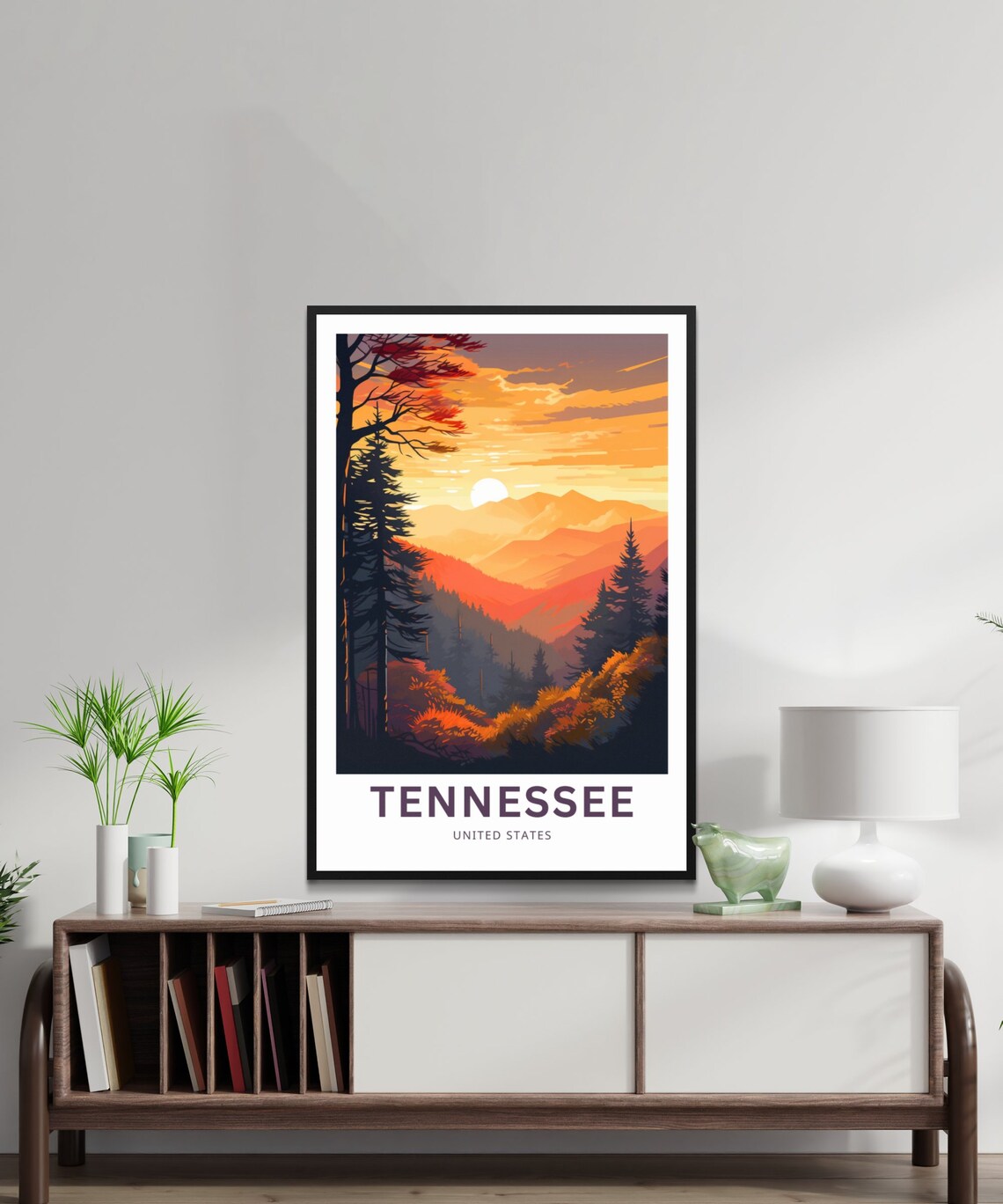 Tennessee United States Misty Mountain Sunset Vintage Travel Poster - Image 2