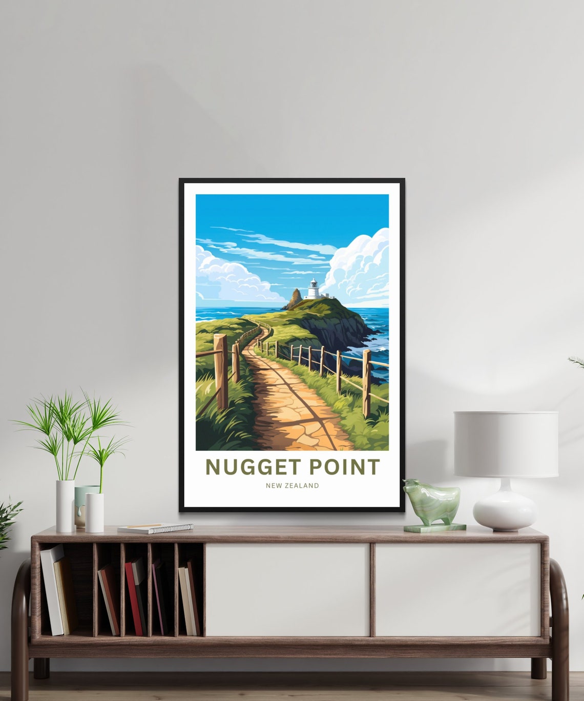 Personalized Nugget Point New Zealand Lighthouse Path Poster - Image 2