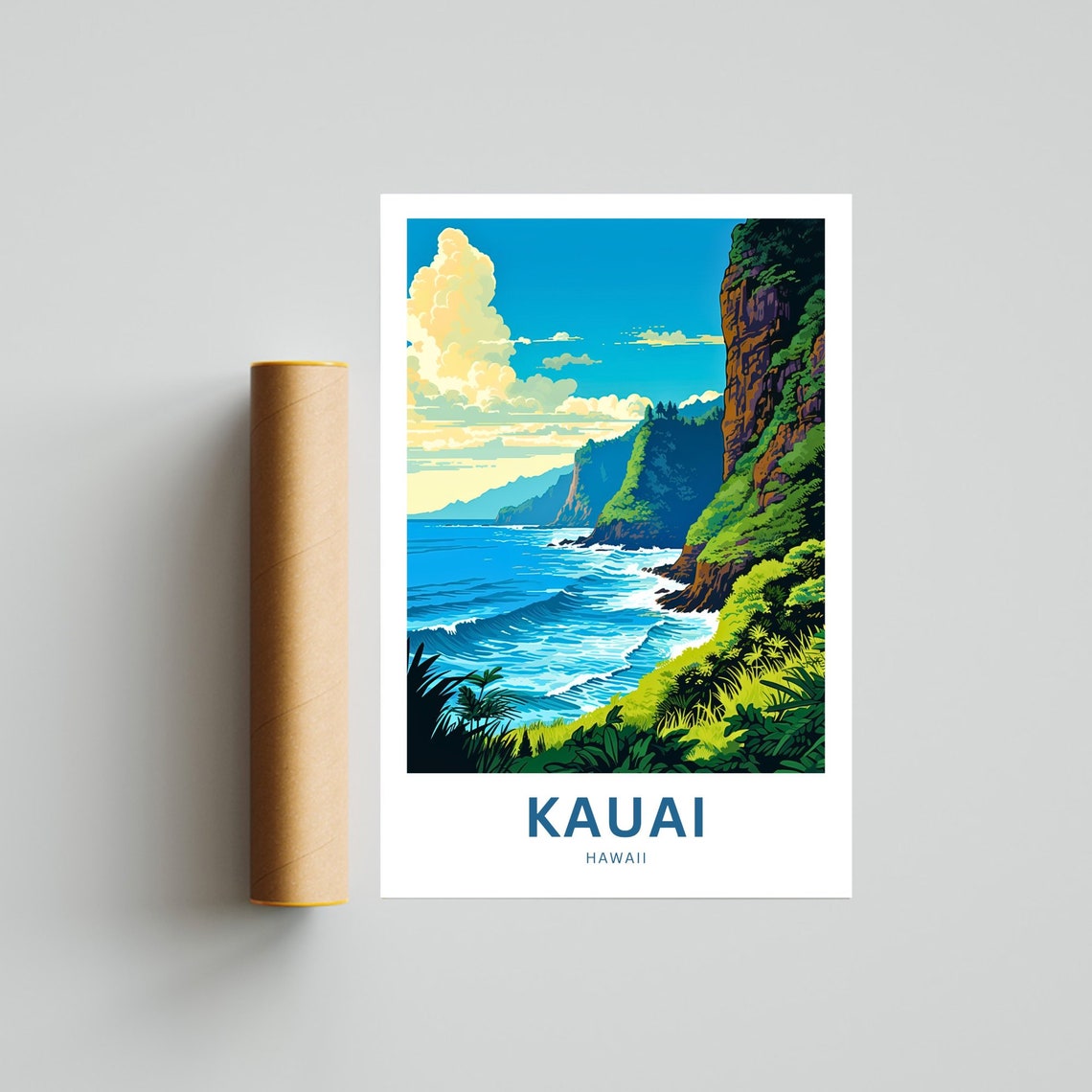 Personalized Kauai Hawaii Sea Cliffs Travel Poster With Custom Text - Image 4