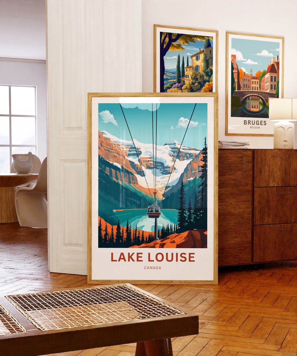 Lake Louise Canada Gondola Over Turquoise Lake Vintage Travel Poster - Image 5