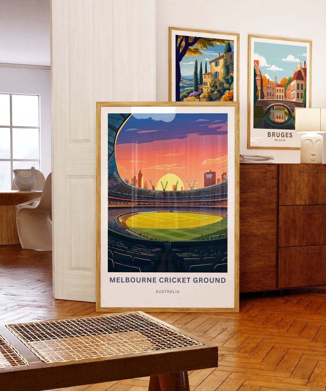 Melbourne Cricket Ground Australia Sunset Stadium View Poster - Image 3