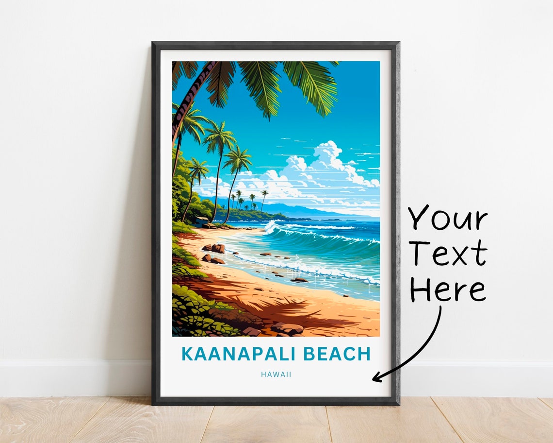 Kaanapali Beach Hawaii Sunny Palm Trees and Turquoise Surf Poster