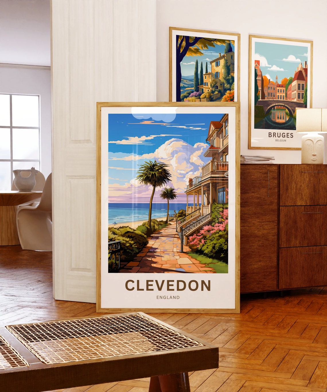 Clevedon England Palm Lined Seaside Path Coastal Walkway Art Poster - Image 5
