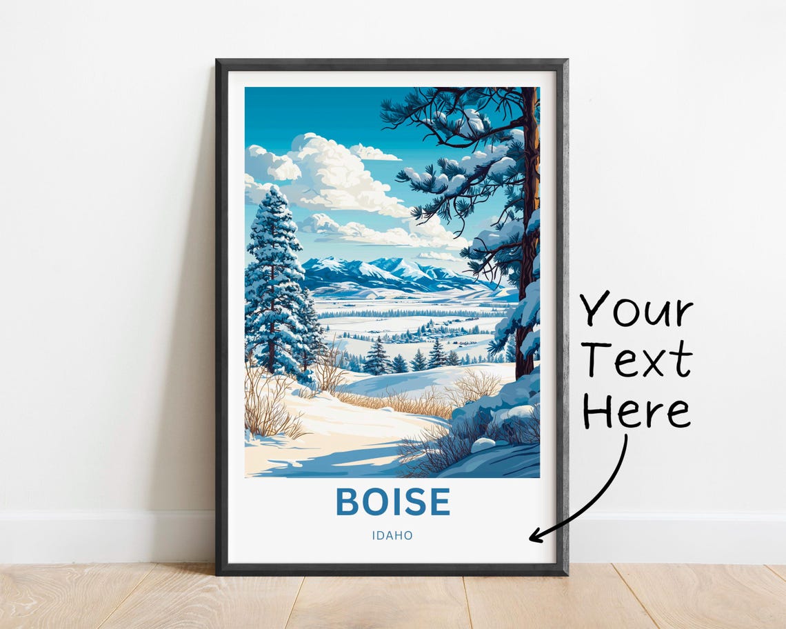Personalized Boise Idaho Snowy Winter Forest Mountain View Poster