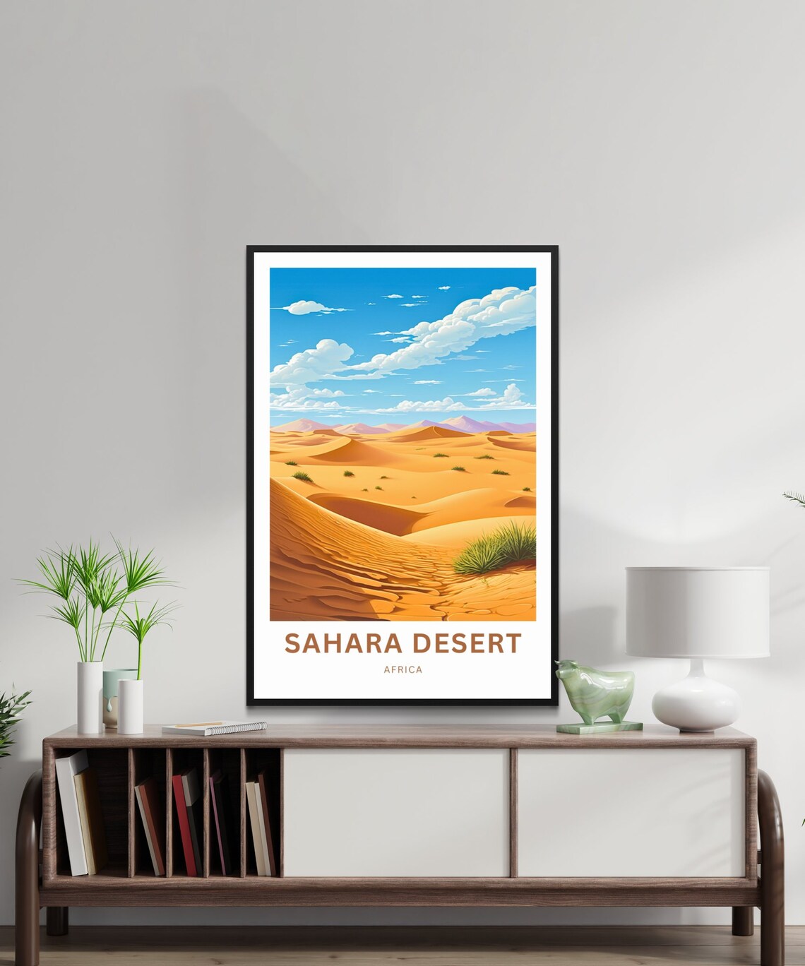 Sahara Desert Africa Golden Dunes Blue Sky Wilderness Travel Poster - Image 3