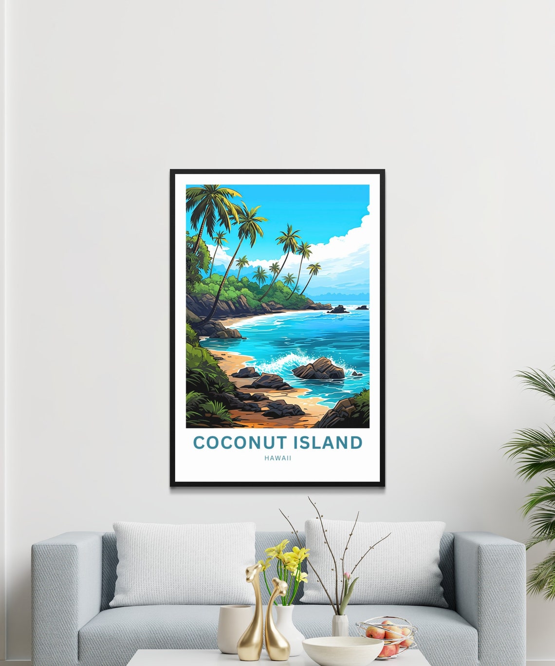 Coconut Island Personalized Palm Beach Hawaii Travel Art Poster - Image 4