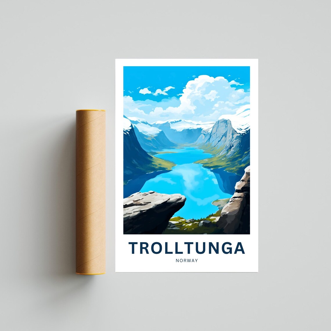 Trolltunga Norway Famous Rock Ledge Fjord Cliff View Travel Poster - Image 4