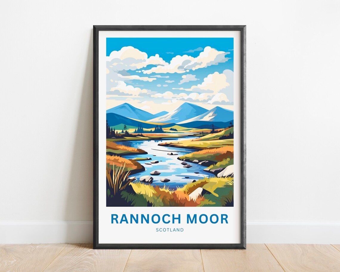 Rannoch Moor Scotland Highland River Mountain Scenic View Poster