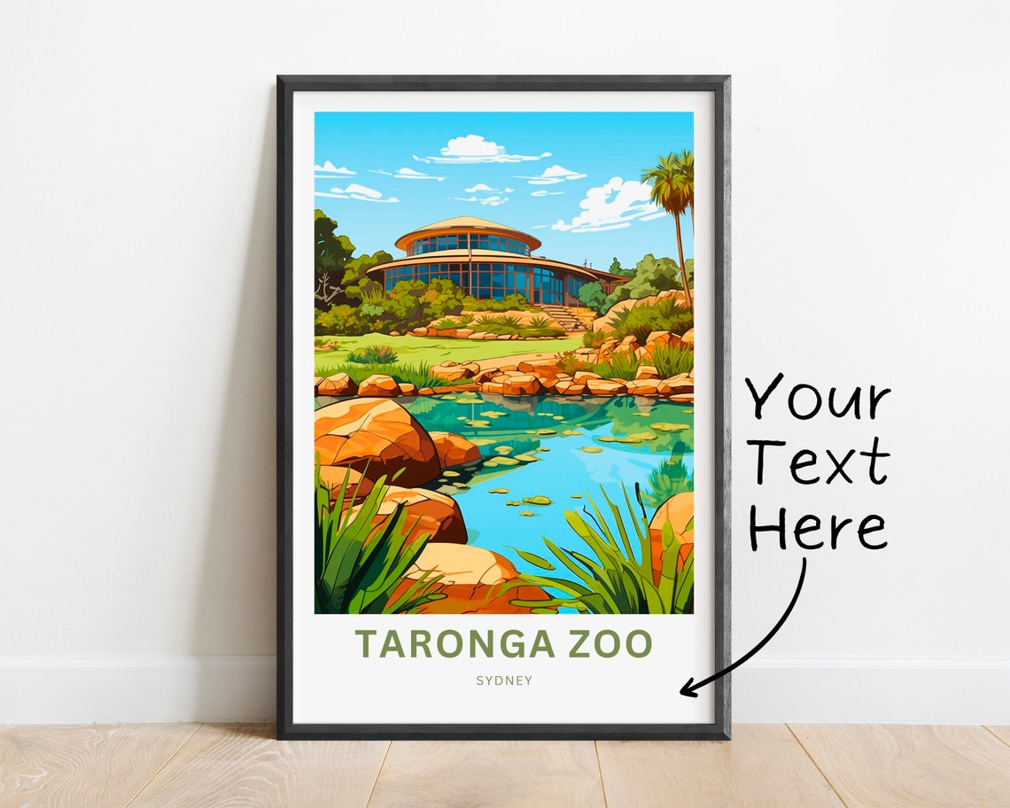 Taronga Zoo Sydney Personalized Pond Pavilion Gardens Travel Poster