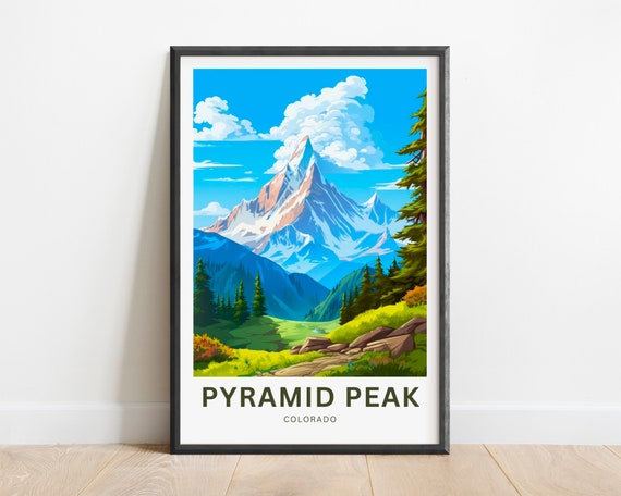 Pyramid Peak Travel Print Pyramid Peak Poster United States Wall Art Framed Present Gift Colorado Present