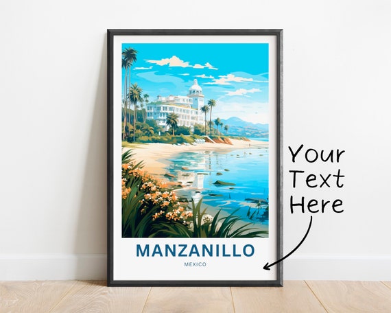 Personalized Manzanillo Travel Print Manzanillo Poster Mexico Wall Art Framed Present Gift Mexico Present