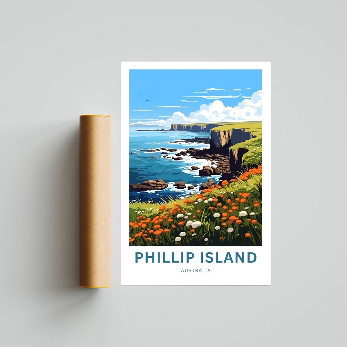 Phillip Island Australia Sea Cliffs Wildflowers Travel Poster - Image 4