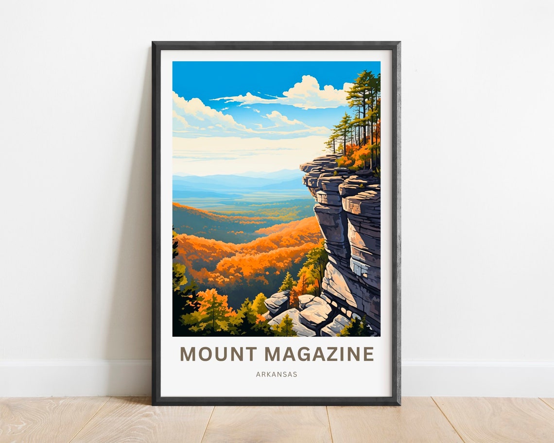 Mount Magazine Arkansas Scenic Autumn Cliffs Fall Valley Travel Poster
