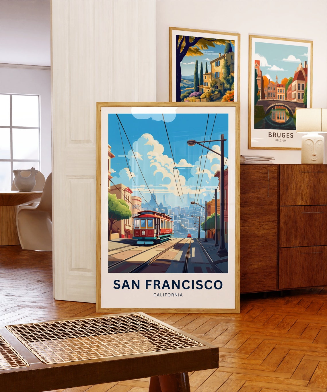 San Francisco California Cable Car Downtown Street View Poster - Image 5