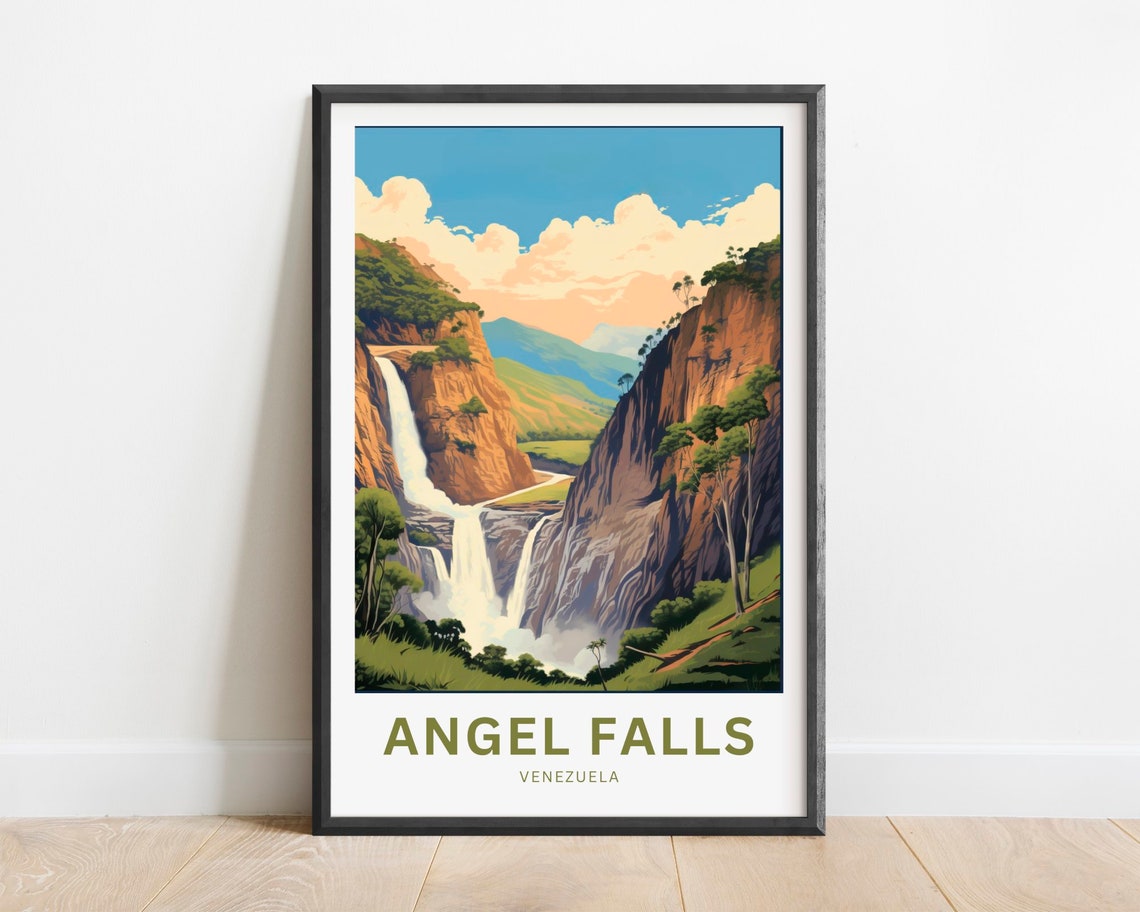 Angel Falls Venezuela Thundering Jungle Waterfall View Poster