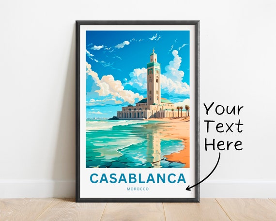 Personalized Casablanca Travel Print Casablanca Poster Morocco Wall Art Framed Present Gift Morocco Present