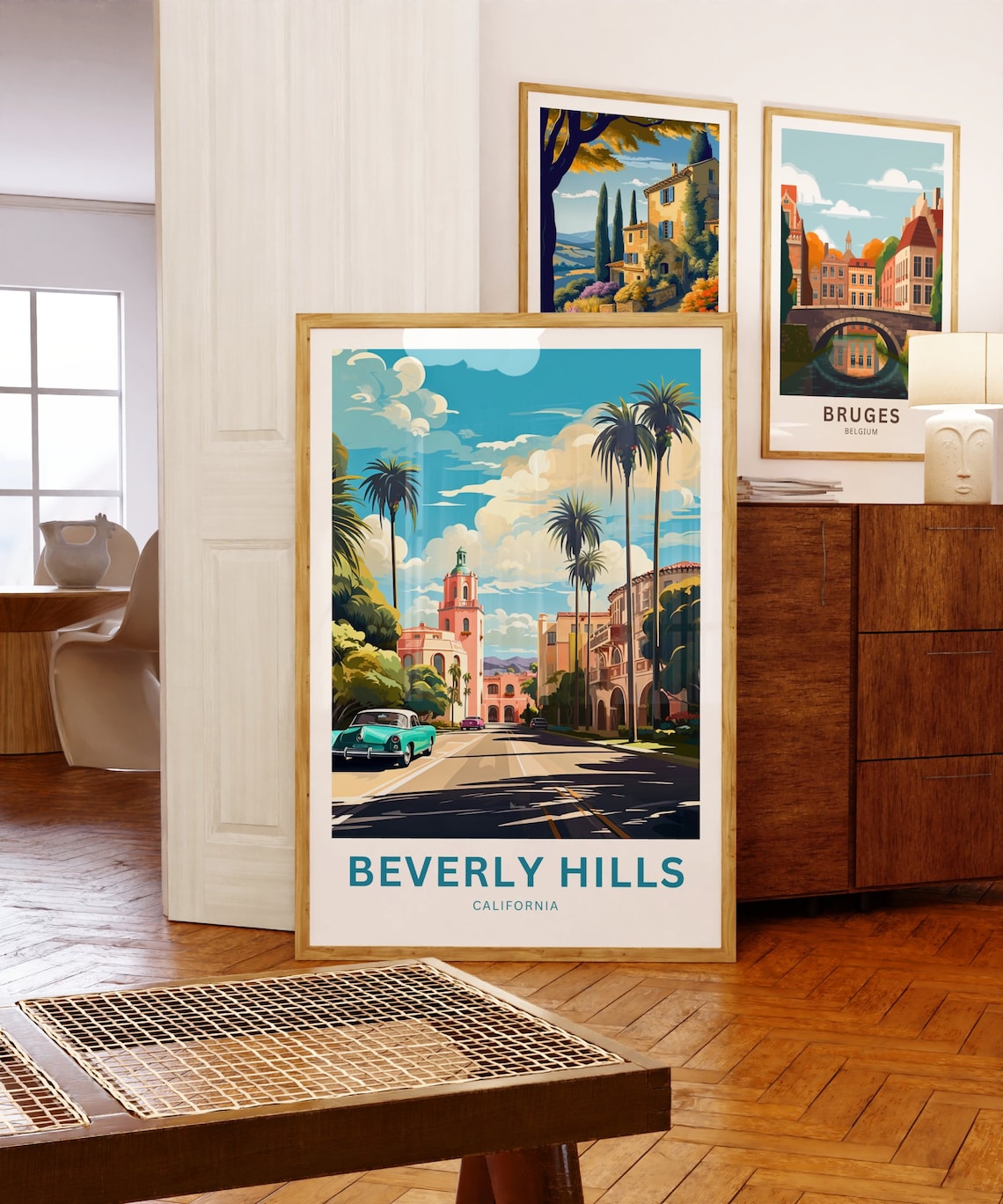 Beverly Hills California Classic Car Street Vintage Travel Poster - Image 5