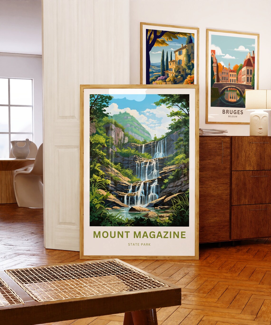 Mount Magazine State Park Rocky Waterfall Scene Travel Poster - Image 5