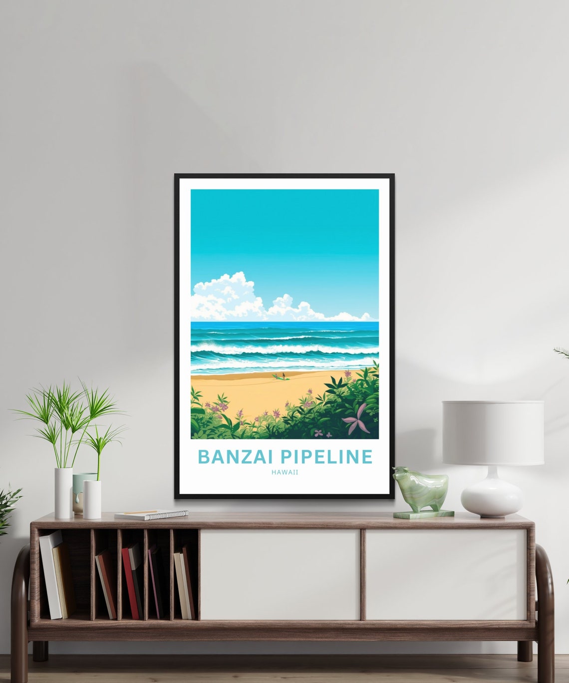 Personalized Banzai Pipeline Hawaii Surfers Custom Text Poster - Image 2