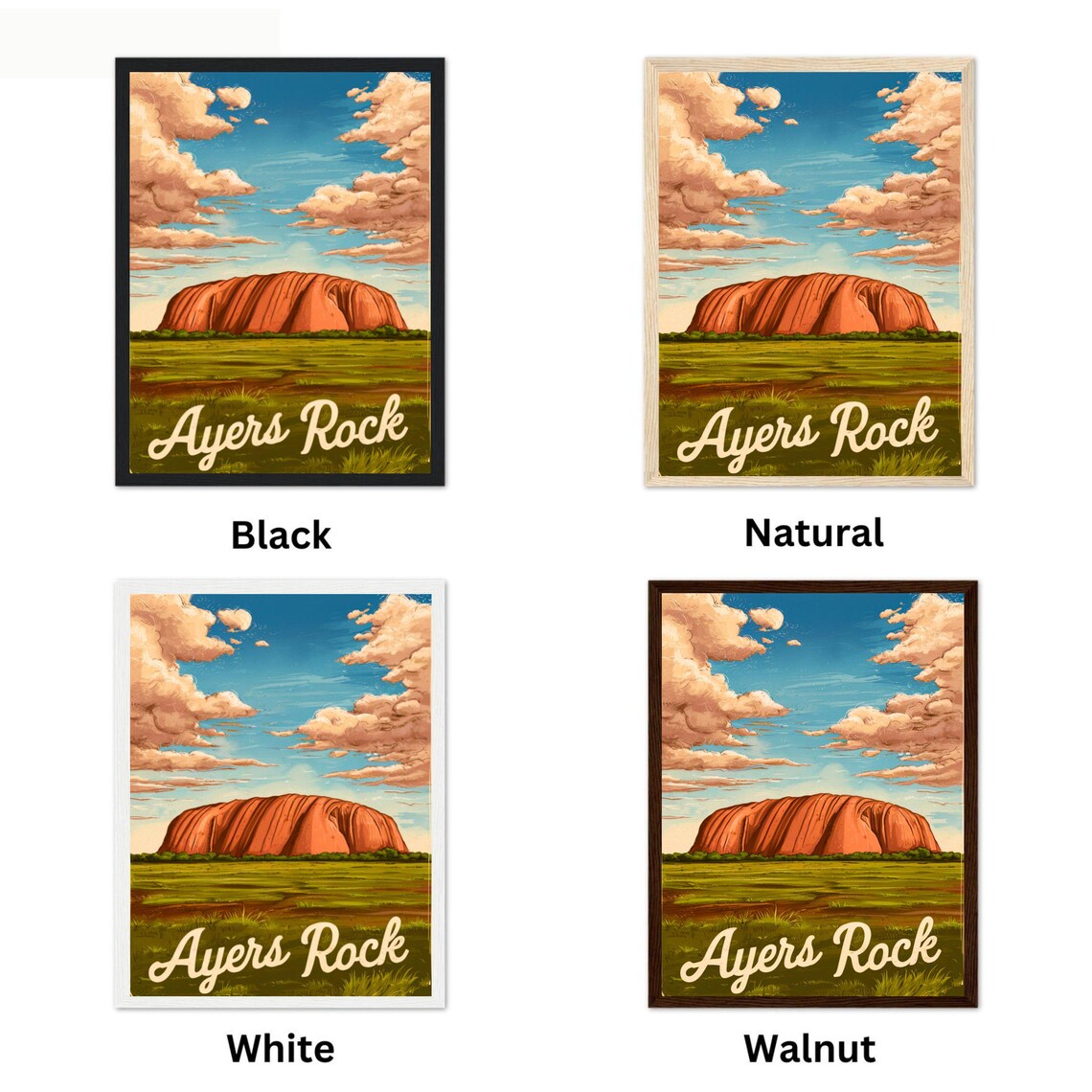 Ayers Rock Australia Uluru Desert Vintage Style Travel Poster - Image 4