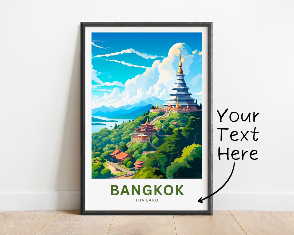Personalized Bangkok Thailand Beautiful Hilltop Temple View Poster