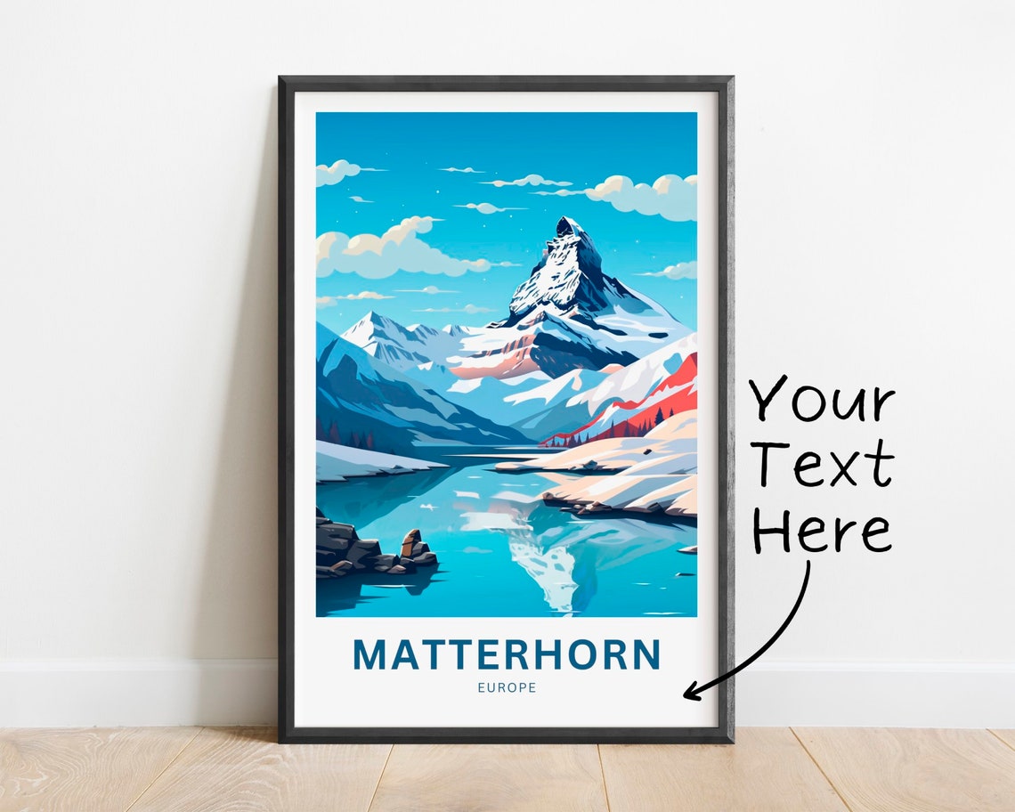Personalized Matterhorn Europe Mirrored Lake Peak Travel Poster