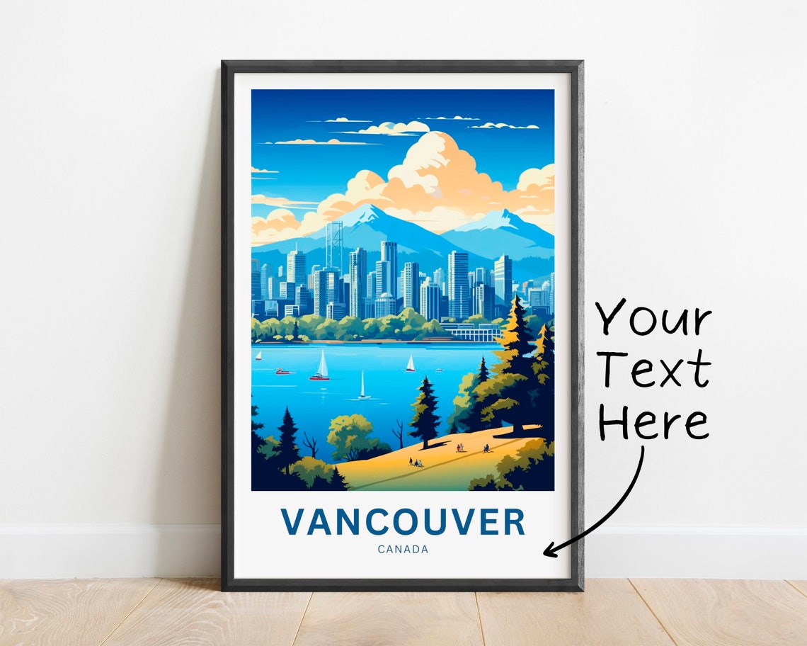 Vancouver Canada Personalized Skyline Harbor Sailboats Travel Poster