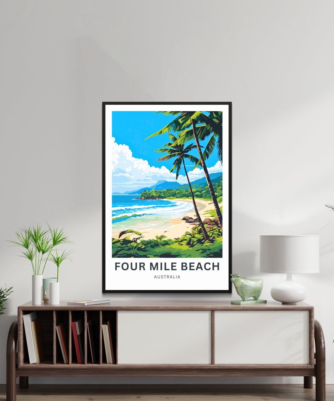 Four Mile Beach Australia Tropical Palms Vintage Travel Poster Gift - Image 3