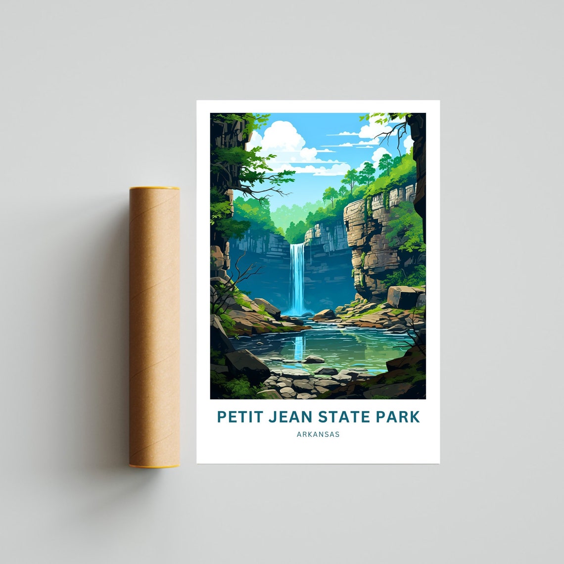 Personalized Petit Jean State Park Arkansas Waterfall Canyon Poster - Image 4