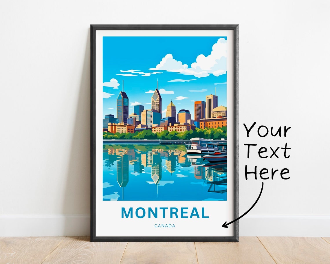 Personalized Montreal Canada Old Port Boats Waterfront Scene Poster