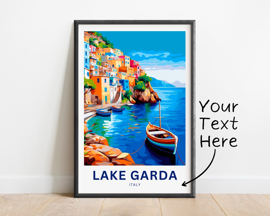 Lake Garda Italy Colorful Cliff Village Harbor Personalized Poster