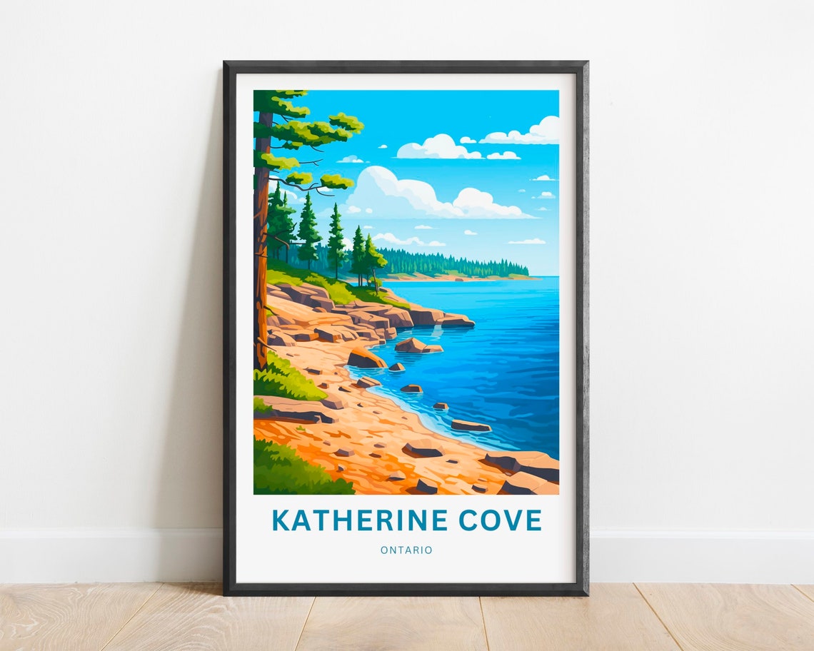 Katherine Cove Ontario Pine Forest Rocky Shoreline Scene Poster