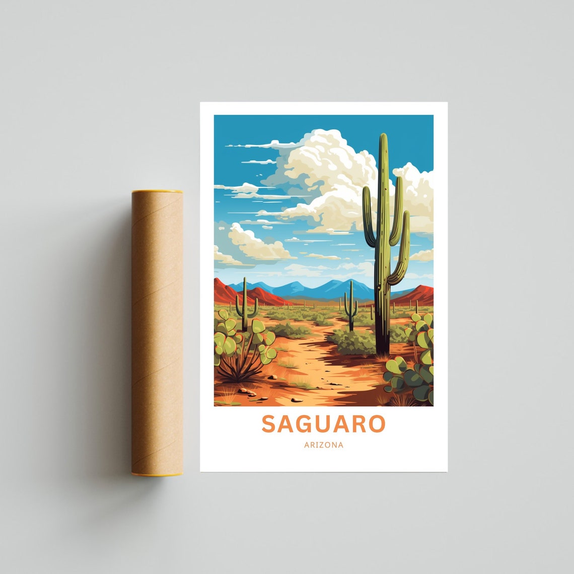 Saguaro Arizona Desert Cactus Landscape Sunshine Travel Poster - Image 4