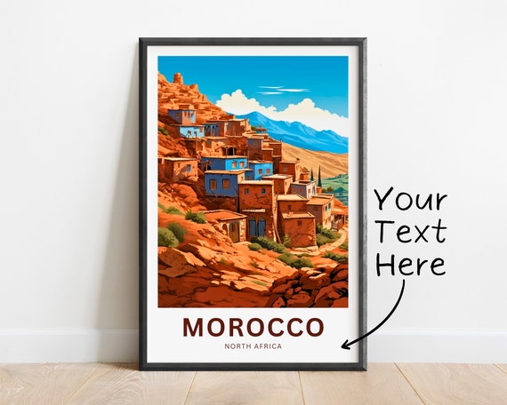 Personalized Morocco Travel Print Morocco Poster North Africa Wall Art Framed Present Gift North Africa Present