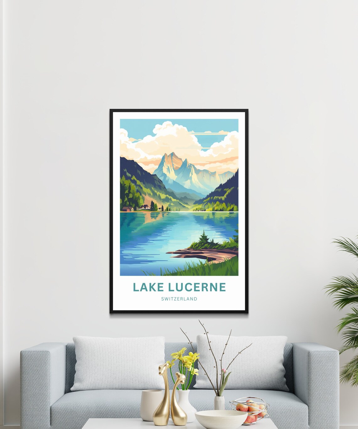 Lake Lucerne Switzerland Turquoise Lake Alpine Peaks Travel Poster - Image 3