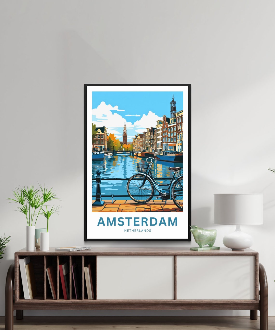 Amsterdam Netherlands Historic Canal Travel Poster Personalized Gift - Image 2