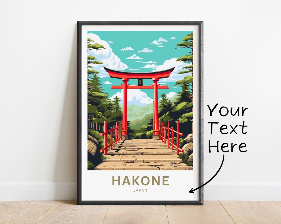 Hakone Japan Red Torii Gate Forest Path Personalized Travel Poster