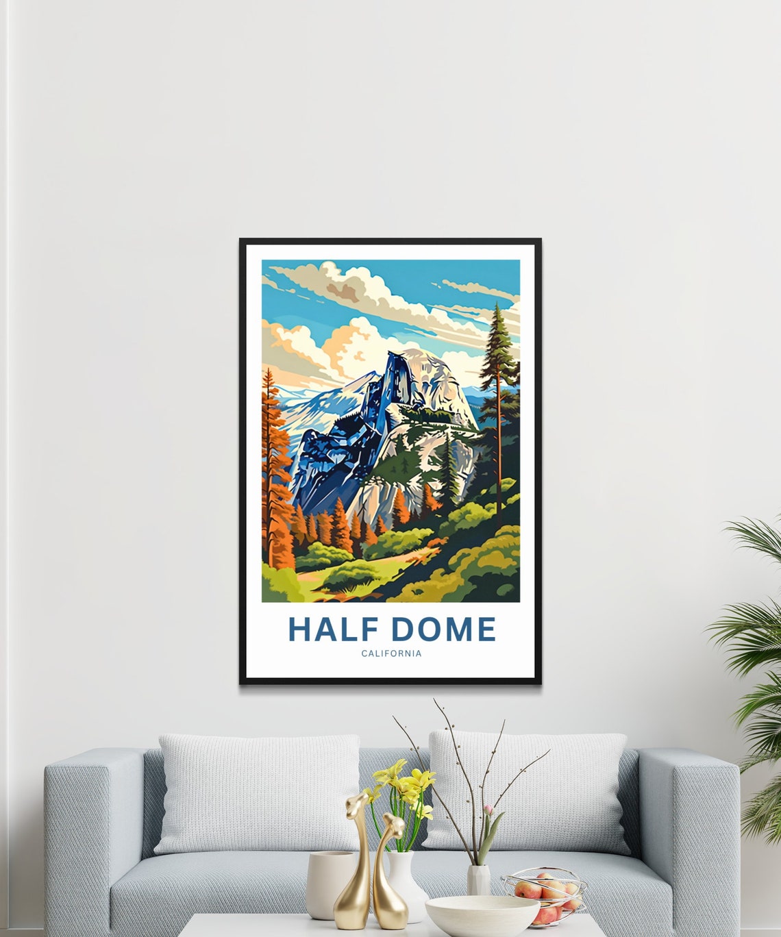 Half Dome California Granite Cliffs Custom Text Travel Poster - Image 3