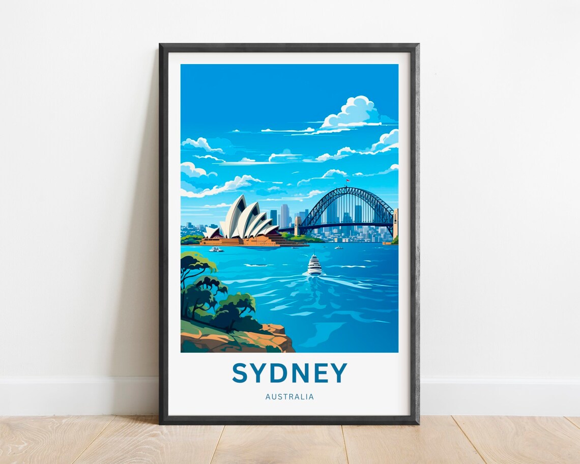 Sydney Australia Opera House Harbour Bridge Ferry Travel Poster