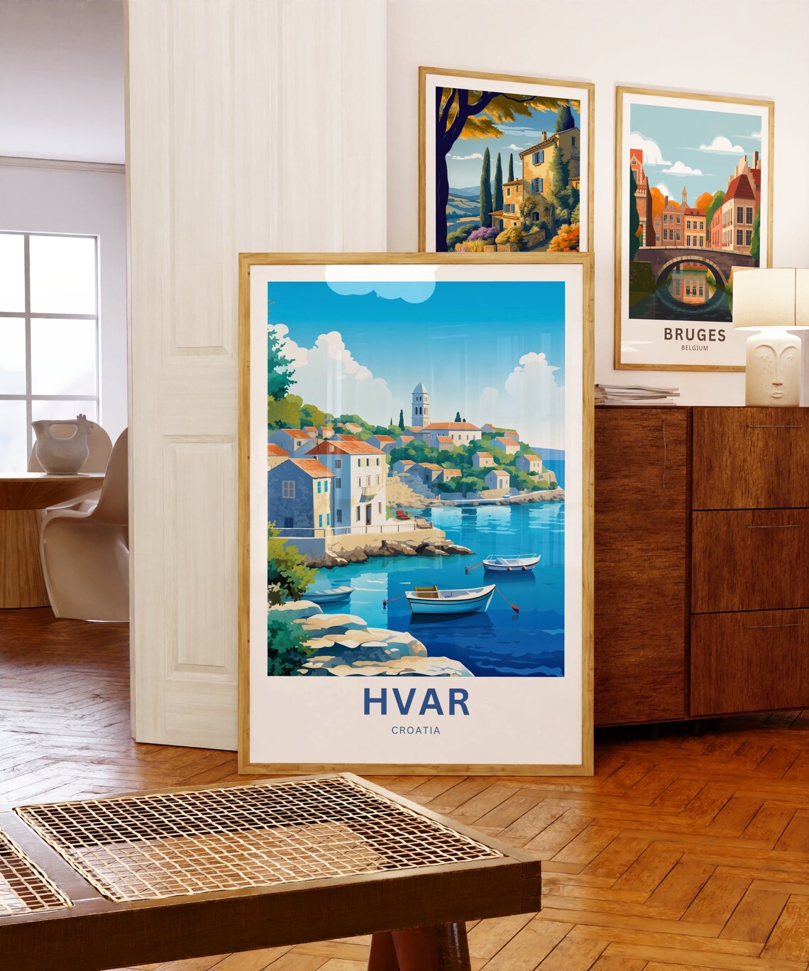 Hvar Croatia Fishing Village Boats Harbor Church Travel Poster - Image 5