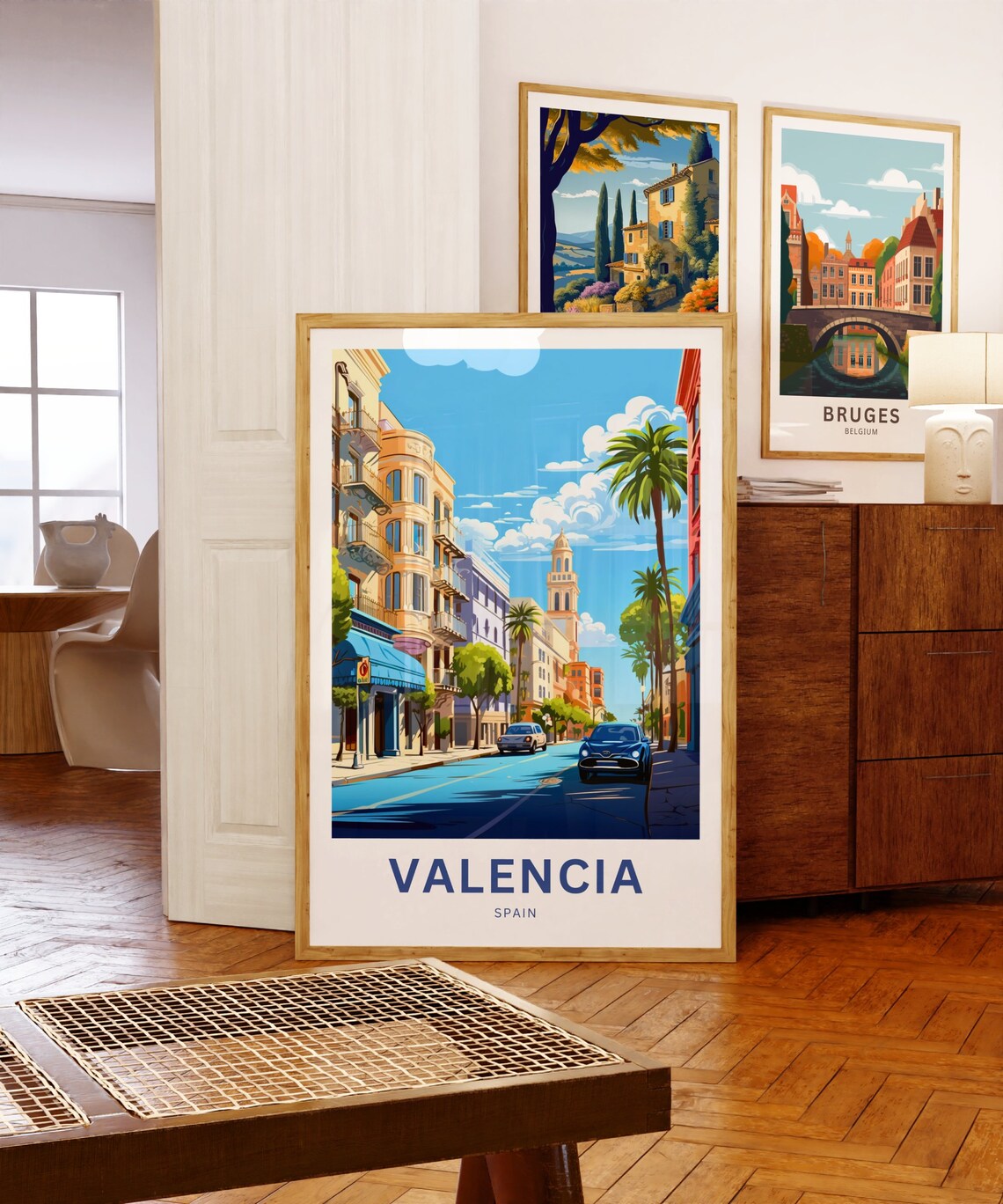 Valencia Spain Personalized Sunny Palm Street Cityscape Poster - Image 5