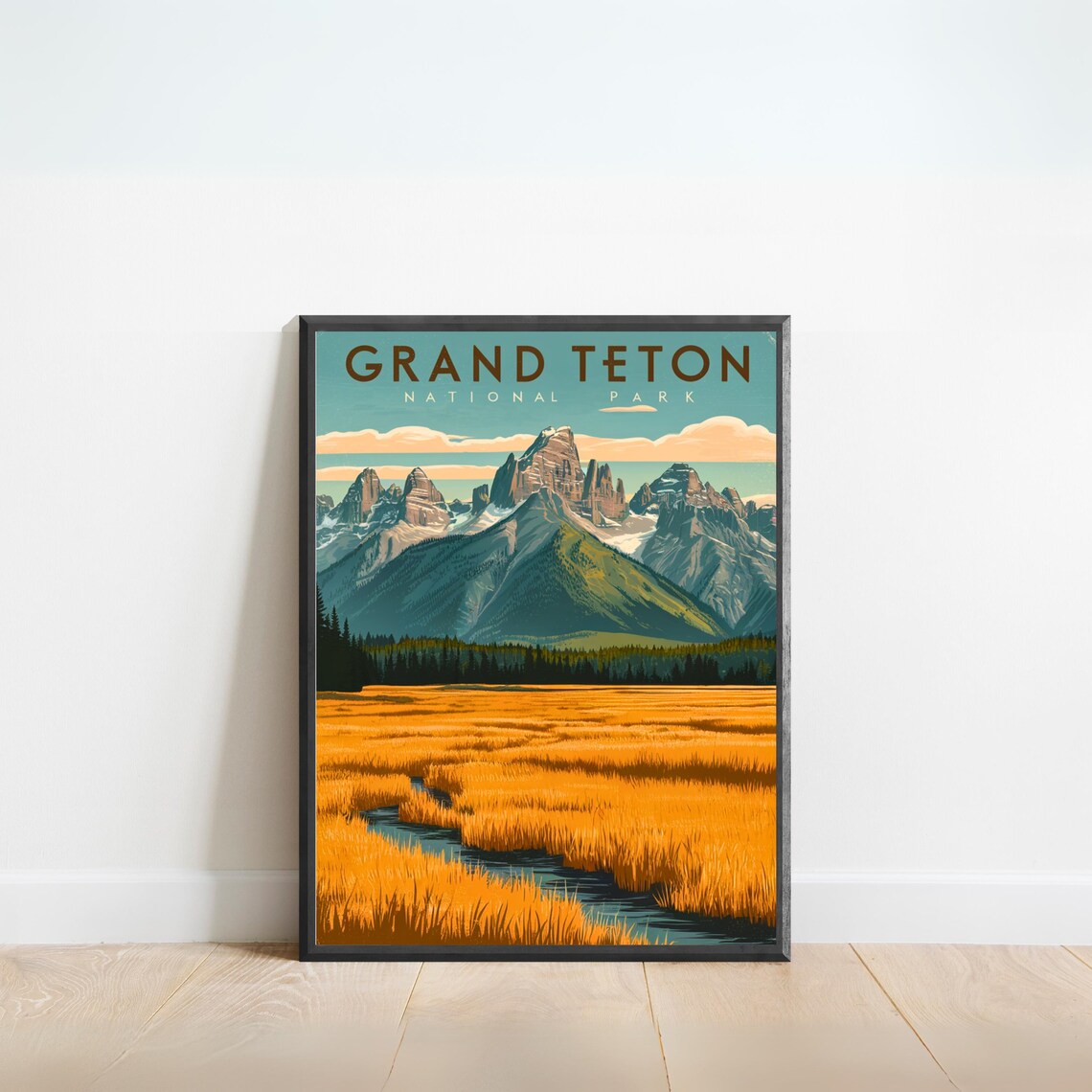 Grand Teton National Park Wyoming Mountains Wilderness Scenic Poster
