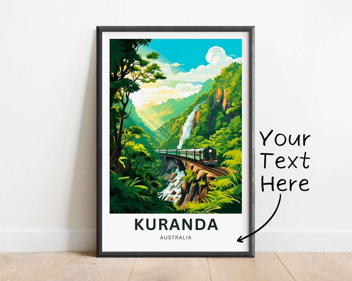 Kuranda Australia Train Bridge Waterfall Vintage Travel Poster Gift - Image 3