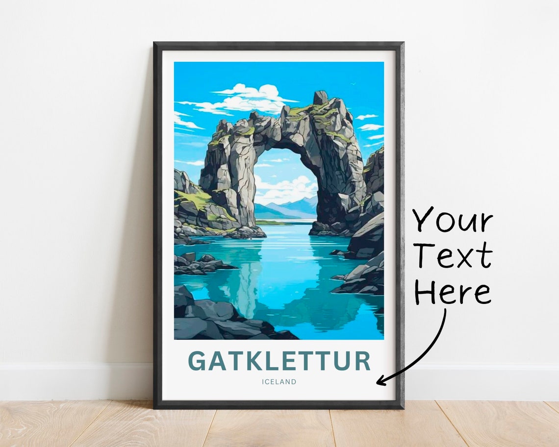 Personalized Gatklettur Iceland Stone Arch Lagoon Travel Poster