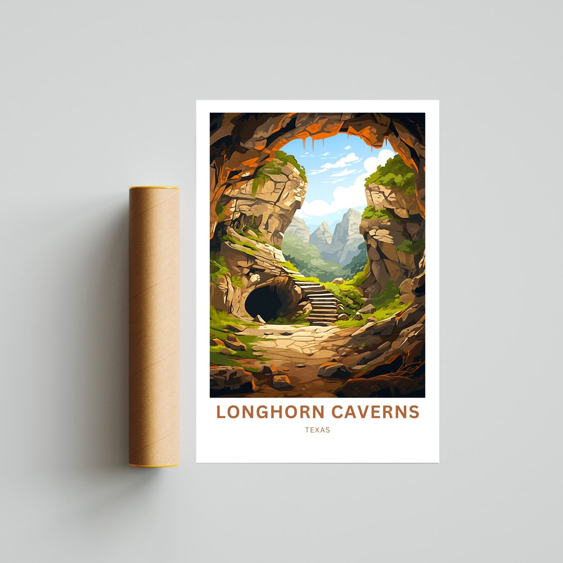 Longhorn Caverns Texas Cave Arch Steps Customizable Travel Poster - Image 4