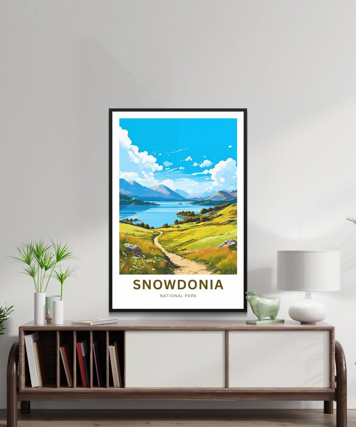 Personalized Snowdonia Wales Lake Valley Hiking Travel Poster - Image 2