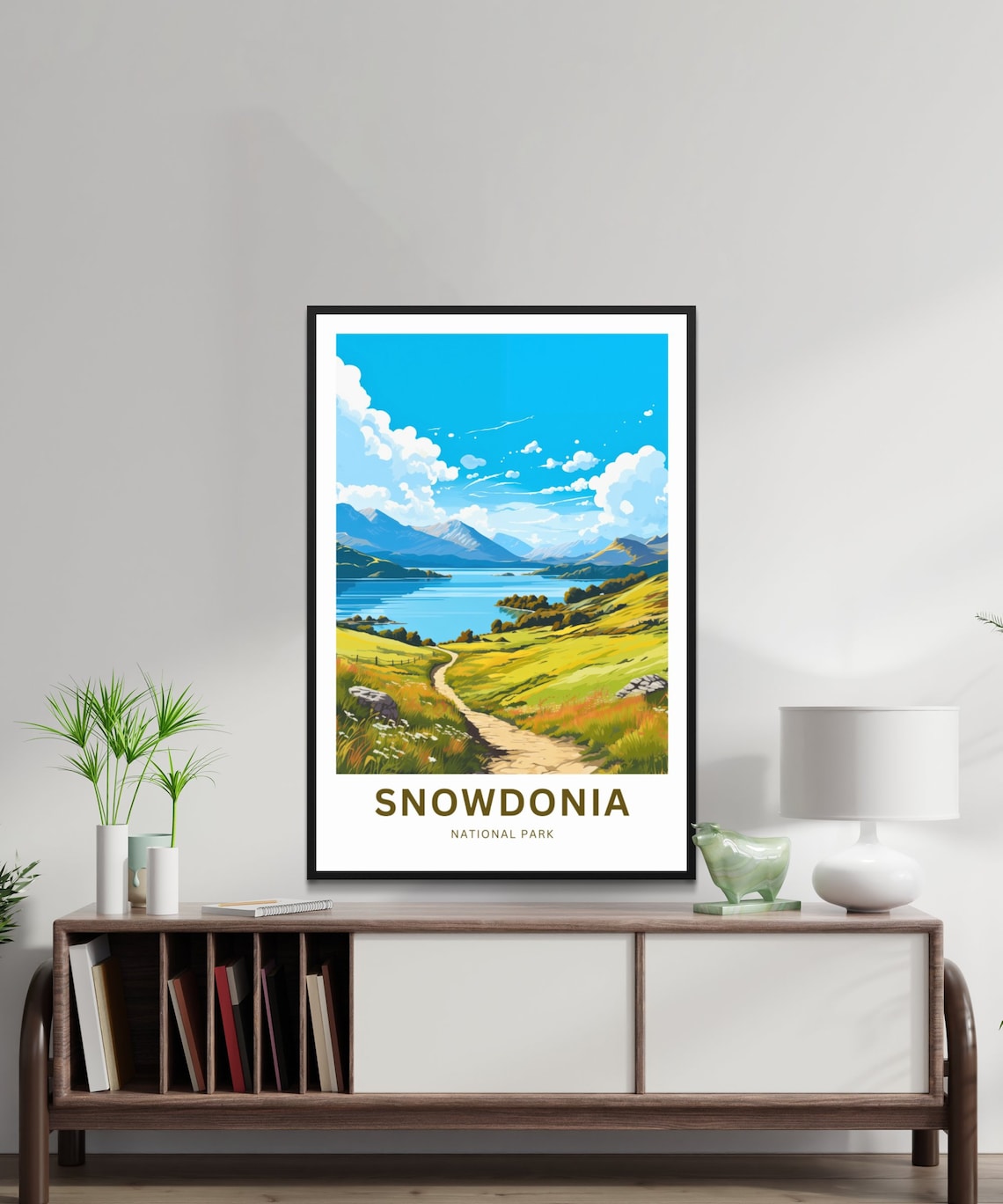 Snowdonia National Park Wales Lake Valley Hiking Travel Poster - Image 2